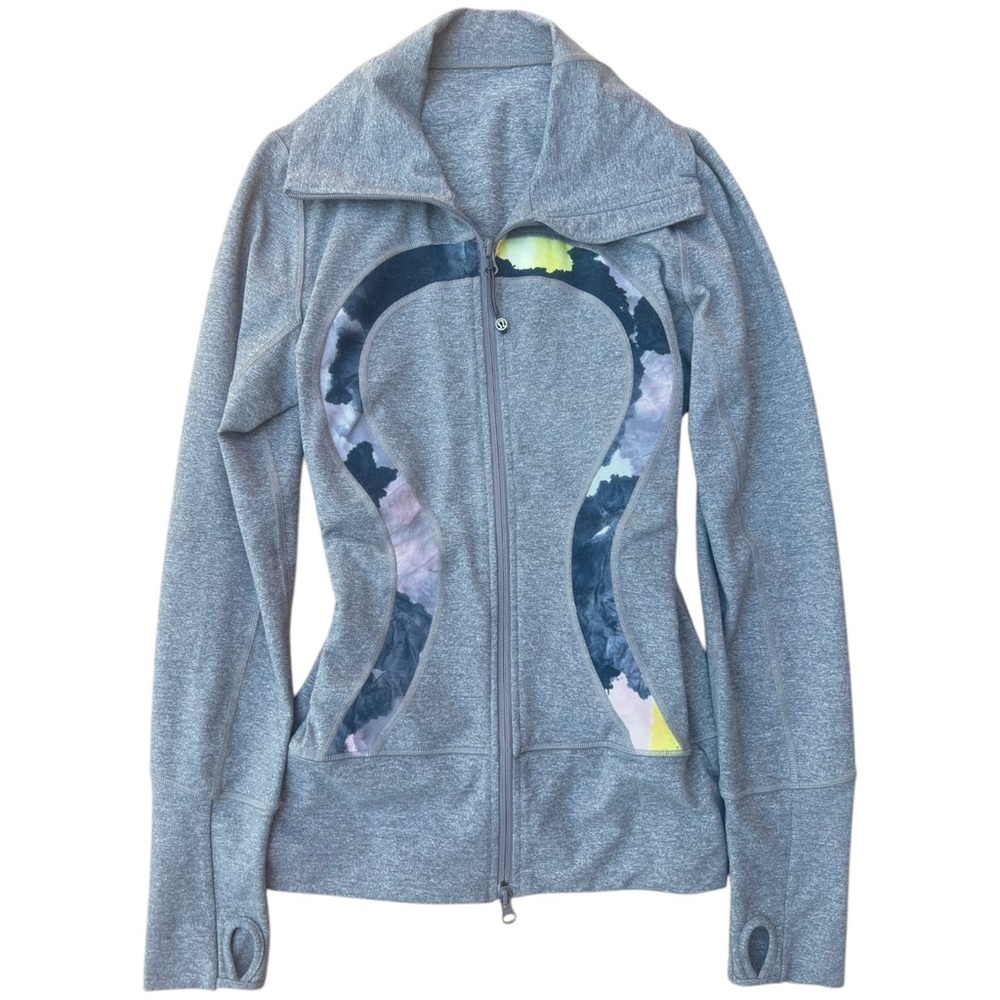 Lululemon In Stride Full Zip Jacket Gray Citron Watercolor 2011-2012 Size 8